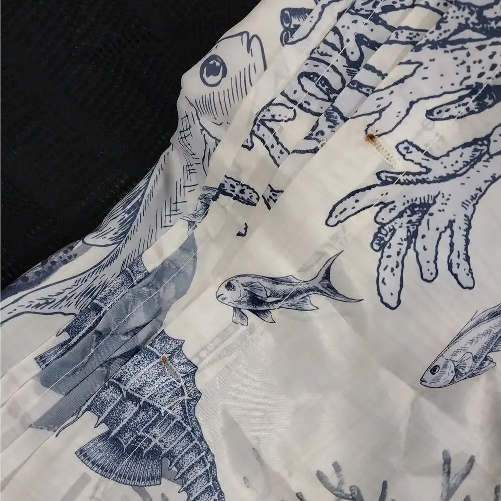 CARRIBEAN JOE! ISLAND SUPPLY GRAY/WHITE/BLUE UNDERSEA DEPICTION SHOWER CURTAIN!